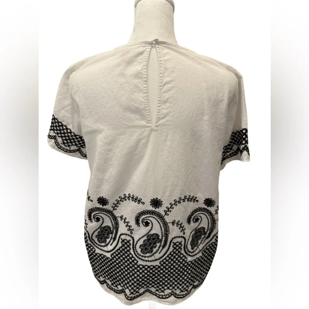 Michael Kors White and Black Patterned Short Sleeve Top, XS